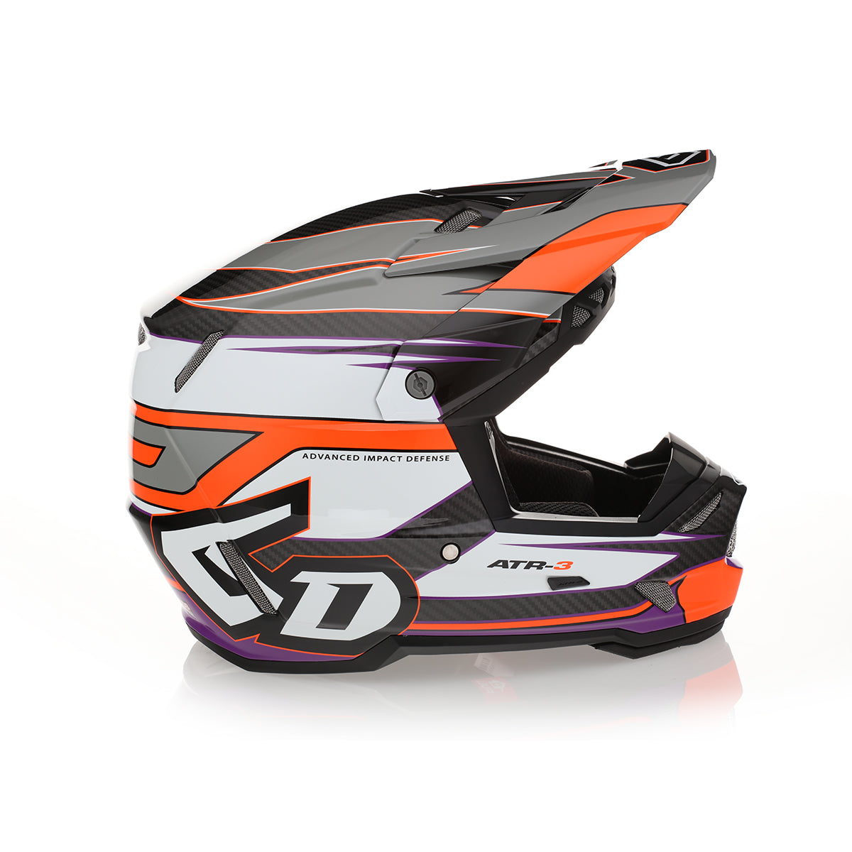 cool orange motorcycle helmet ATR-3 Hyper Gloss Red Cyan / X-Small